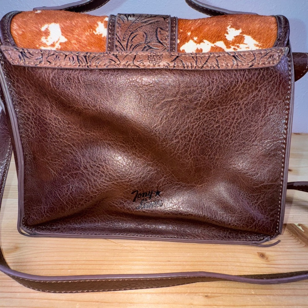 Tony Lama Cowhide Turquoise Crossbody Bag Western Style Purse Leather Accent - Picture 8 of 8